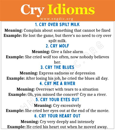 Cry Idioms (With Meaning and Examples) - EngDic