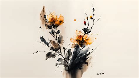 Watercolor And Ink Flowers