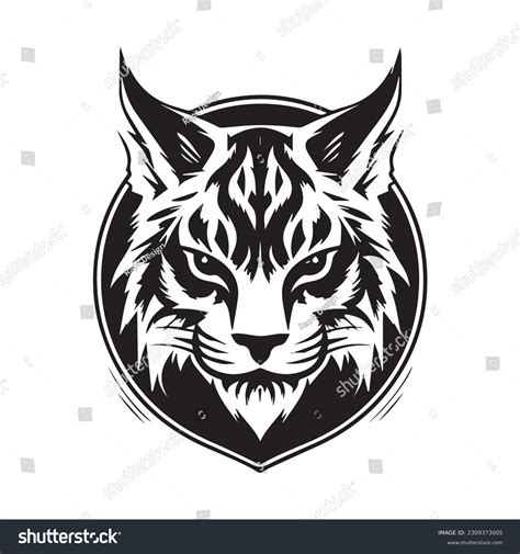 Bobcat Head Clipart Black And White