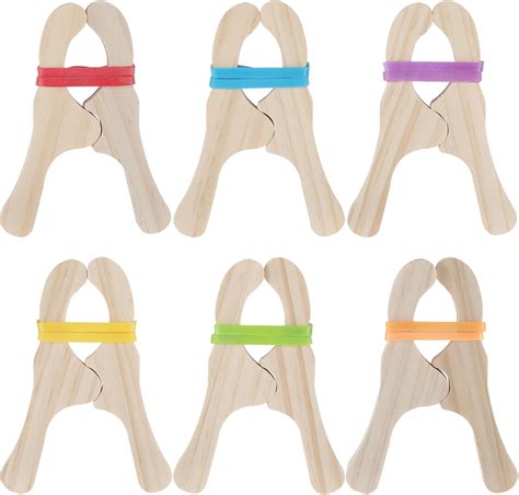 Amazon.com: Simgoing 6 Pcs Wooden Fort Clips for Silk Montessori and ...