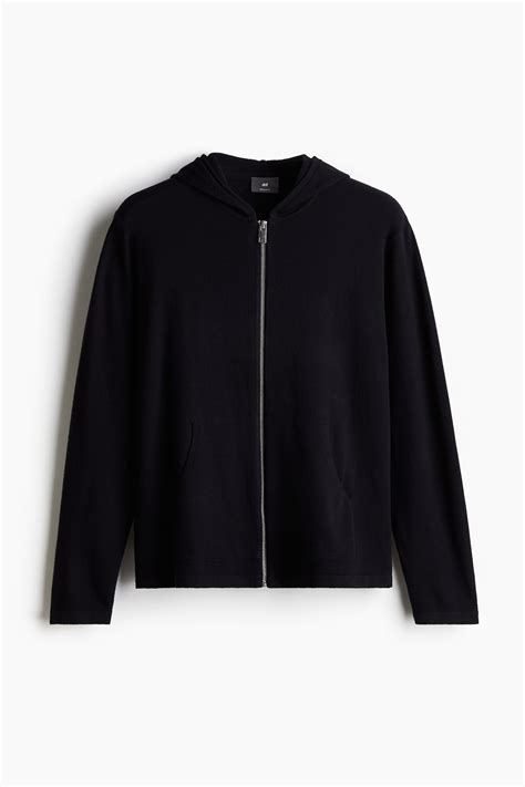 Regular Fit Knitted zip-through hoodie - Navy blue - Men | H&M IN