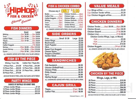 Menu for Hip Hop Fish & Chicken South Patterson in Valdosta, GA | Sirved