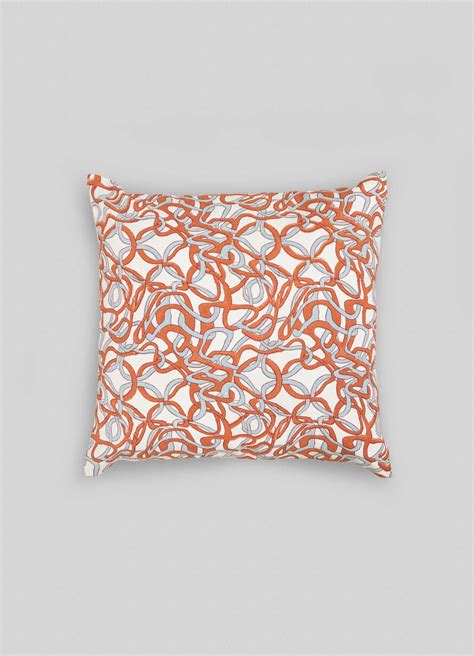 Viya Cotton Paigah Orange & Blue Cushion Cover 18"x18"