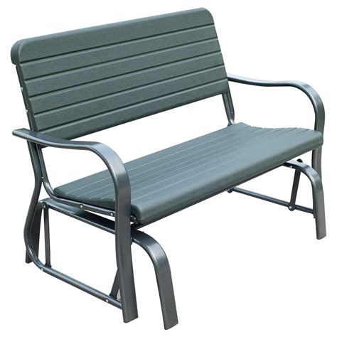 Outsunny 2 Seats Garden Glider Bench Metal Frame And Hdpe | Desertcart ...