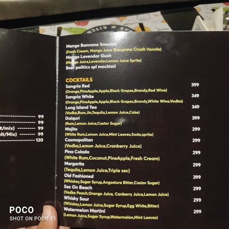 Menu at BEER POLITICS BAR & KITCHEN, Hyderabad