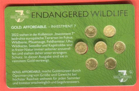 Ruanda 7 x 10 FRW Minigoldmünzen je 1/200 oz Gold 2022 Endangered ...
