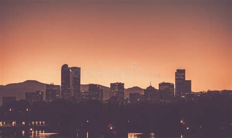 Denver Skyline with Moon stock image. Image of denver - 35500927