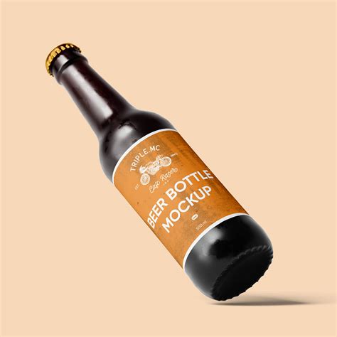 Free Free Tilted Beer Bottle Mockup PSD - Free Package Mockup