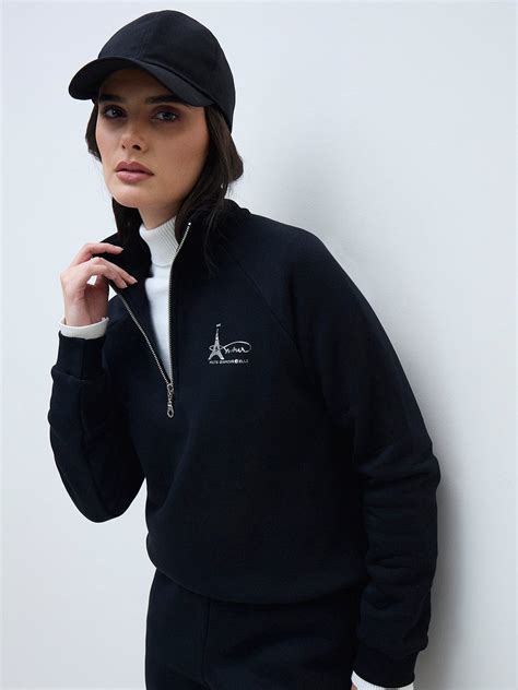 Shop ELLE Women Black Branded Artwork Solid Sweatshirt Online – Iconic ...
