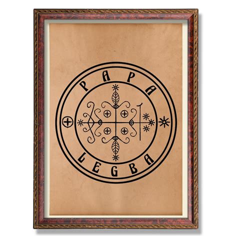 Papa Legba Veve Print - Vintage Voodoo Wall Art - Haitian Vodou Poster ...