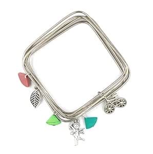 Buy GURJARI JEWELLERS Girls Silver Plated Plain Square Shape Bangles ...