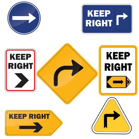 Set round traffic sign, Turn right. Allow traffic to the right or right ...