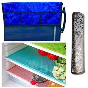 Kuber Industries Cloth 3 Pieces Fridge Mat, 1 Piece Handle Cover and 1 ...