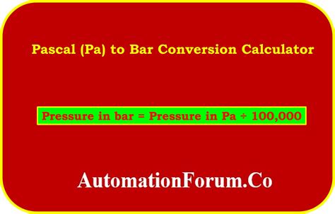 Pascal(Pa) to Bar Conversion Calculator