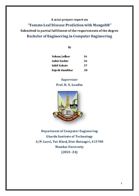 BDA report - A mini-project report on “Tomato Leaf Disease Prediction ...