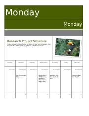 Image result for Research Project Schedule Example