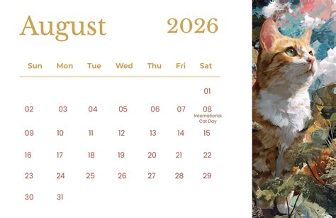 Free Printable Cat Calendar 2026 - Free Printable Template