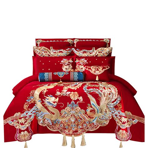 100支长绒棉婚庆四件套结婚喜被子大红色新婚礼床上用品-阿里巴巴