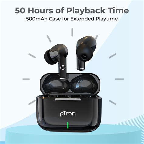 pTron Basspods P251+ TWS Earbuds w/ 50Hrs Playtime, 12mm Drivers, Dual ...
