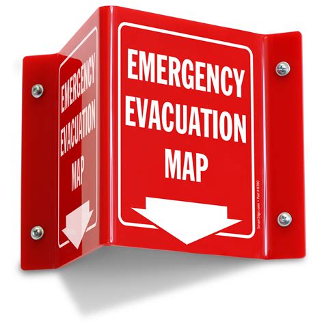Emergency Evacuation Map Projecting Sign, SKU: S2-1759