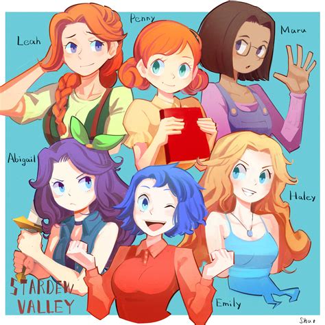 haley, abigail, leah, penny, maru, and 1 more (stardew valley) drawn by ...
