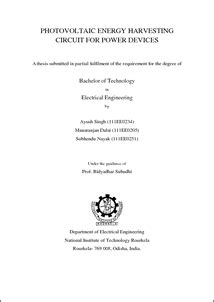 Photovoltaic Energy Harvesting Circuit For Power Devices - ethesis