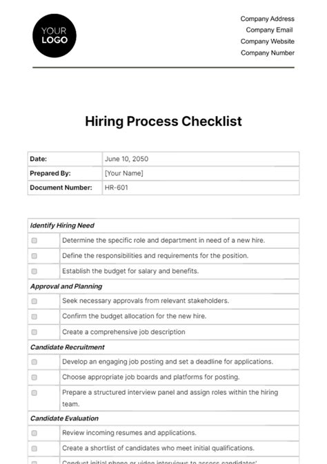 Image result for Hiring Process Checklist