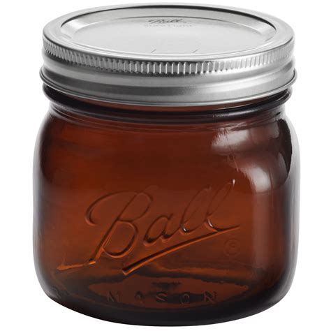 Ball 1440069045 16 oz. Pint Elite Amber Wide Mouth Glass Canning Jar ...
