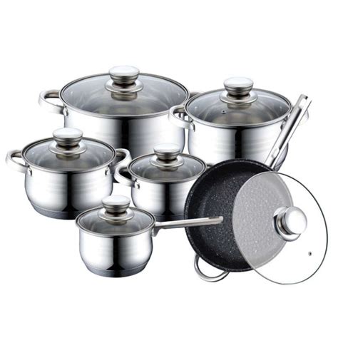 Royalty Line RL 1231M: 12 Pieces of Stainless Cookware Set with Marble ...