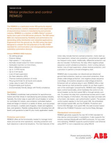 Motor Protection and Control REM615 Product Guide - ABB Oy Distribution ...