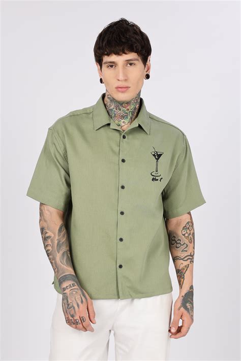 Martini: Embroidery Boxy Fit Textured Fabric Shirt – Eszett