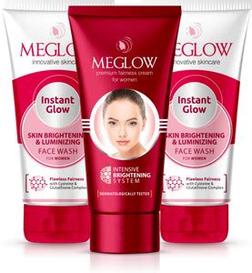 meglow Premium Fairness Cream (1x50g) + Instant Glow Skin Brightening ...