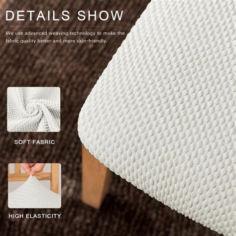 Subrtex Textured raised dot Cream Jacquard Dining Chair Slipcover 20.9 ...