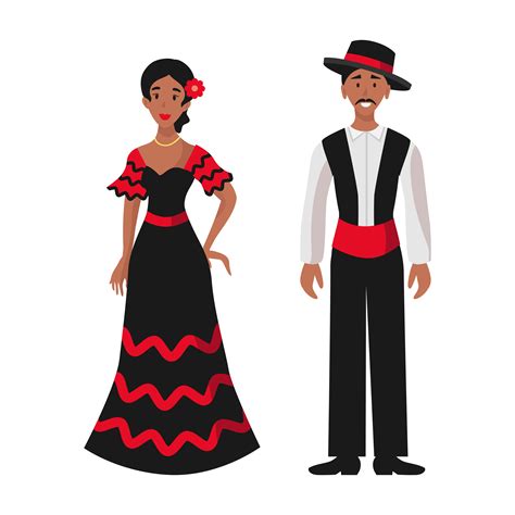 Girl and man in Spanish folk national festive costumes - Vector 5731479 ...