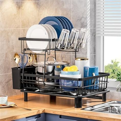 Kitstorack 2 Tier Dish Drainer Rack for Kitchen Counter, Stainless ...