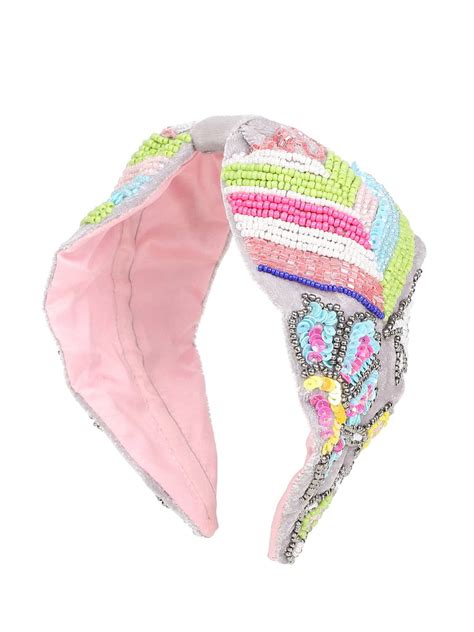 Anekaant Grey & Multi Velvet Floral Beaded Hairband