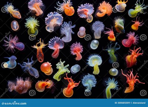 Small Marine Creatures Macro on Black Background, Seahorses Closeup ...