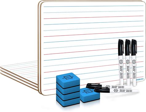 5 Pack Double Sided Whiteboards Lined Dry Erase Board for Kids Ruled ...