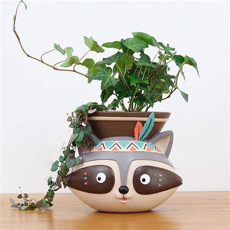 myBageecha- Hanging Tribal Raccoon Resin Succulent Pot : Amazon.in ...
