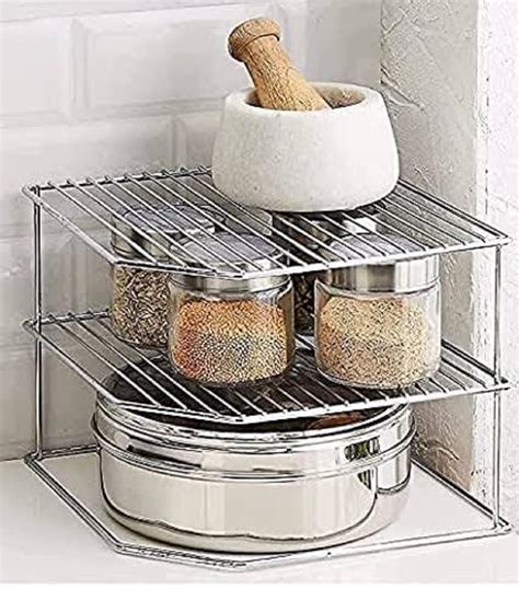 AB99 COLLECTION Heavy Stainless Steel 3-Tier Storage Corners Rack for ...