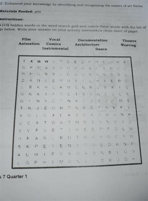 Find ten (10) hidden words in the word search grid and match these ...
