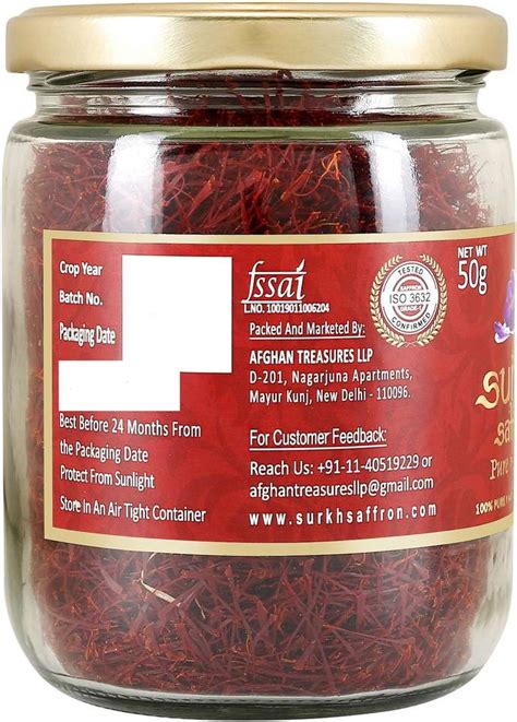 SURKH Saffron - 50 Grams - Premium Pack - 100% Pure Natural Untouched ...