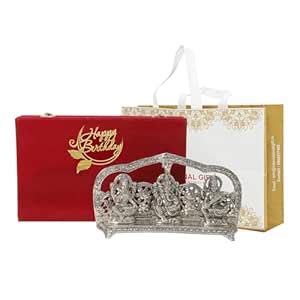 Buy INTERNATIONAL GIFT Silver Laxmi Ganesh Saraswati God Idol | Happy ...