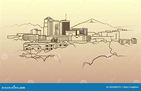 Simple Vector Illustration of Downtown Tucson, Arizona Skyline Stock ...