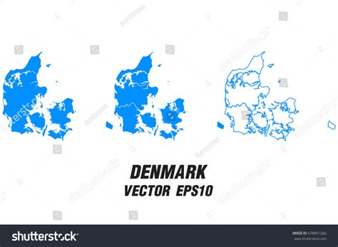 Set Vector Maps Vector Map Denmarkvector: เวกเตอร์สต็อก (ปลอดค่าลิขสิทธิ์) 678851266 | Shutterstock - map of denmark svg