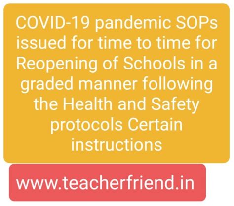 COVID-19 pandemic SOPs issued for time to time for Reopening of Schools ...