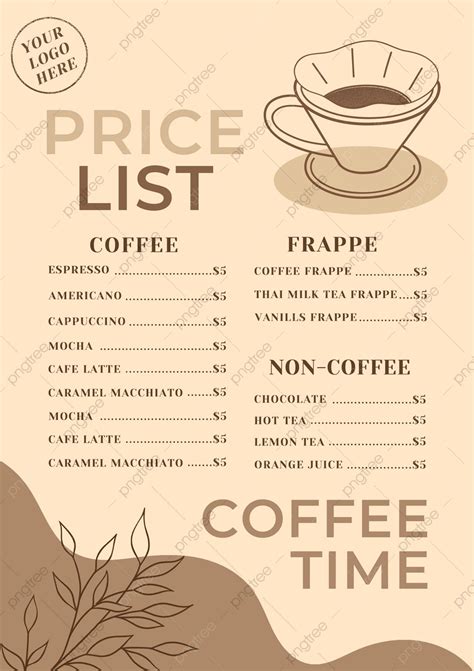 Download coffee menu with price list types of coffee preparation with ...