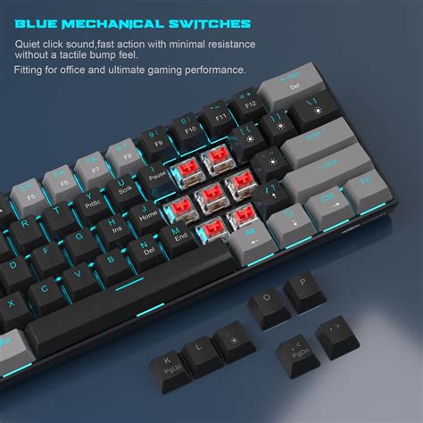 Buy 60 Percent Mechanical Gaming Keyboard, Black Gaming Keyboard with ...