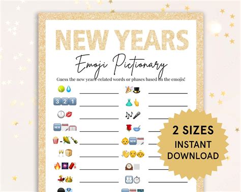 New Years Emoji Pictionary 2026 New Year Game New Years Eve Party Games ...