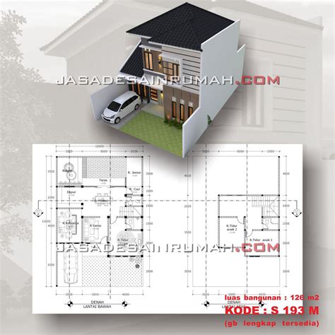 Rumah 2 Lantai Lebar 10 Meter Simple Minimalis 4 Kamar | Jasa Desain RumahJasa Desain Rumah